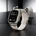 Apple Watch (42/44/SE/45/46/49mm) silikonearmbånd med lodrette striber og titanium-stik - Stjernelys