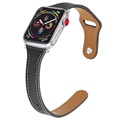 Apple Watch SE/6/5/4/3/2/1 Premium Læderrem - 42mm, 44mm - Sort