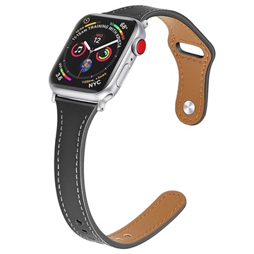 Apple Watch Ultra 3/2/Ultra/11/10/9/8/SE 3/(2022)/7/SE/6/5/4/3/2/1 Premium Læderrem - 45mm/44mm/42mm - Sort