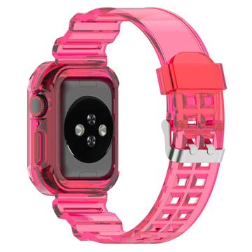 Apple Watch Series 11/10 Udskiftning af Silikonestrop med Integreret Ramme - 42mm - Gennemsigtig Pink