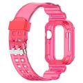 Apple Watch Series 11/10 Udskiftning af Silikonestrop med Integreret Ramme - 42mm - Gennemsigtig Pink