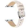 Apple Watch Series 11/10/9/8/SE 3/SE (2022)/7/SE/6/5/4/3/2/1 - Thin Ægte Læder Rem - 42mm/41mm/40mm/38mm - Beige