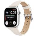 Apple Watch Series 11/10/9/8/SE 3/SE (2022)/7/SE/6/5/4/3/2/1 - Thin Ægte Læder Rem - 42mm/41mm/40mm/38mm - Beige