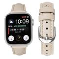 Apple Watch Series 11/10/9/8/SE 3/SE (2022)/7/SE/6/5/4/3/2/1 - Thin Ægte Læder Rem - 42mm/41mm/40mm/38mm - Beige