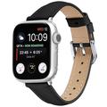 Apple Watch Series 11/10/9/8/SE 3/SE (2022)/7/SE/6/5/4/3/2/1 - Thin Ægte Læder Rem - 42mm/41mm/40mm/38mm - Sort