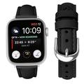Apple Watch Series 11/10/9/8/SE 3/SE (2022)/7/SE/6/5/4/3/2/1 - Thin Ægte Læder Rem - 42mm/41mm/40mm/38mm - Sort