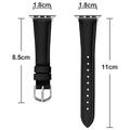 Apple Watch Series 11/10/9/8/SE 3/SE (2022)/7/SE/6/5/4/3/2/1 - Thin Ægte Læder Rem - 42mm/41mm/40mm/38mm - Sort