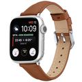 Apple Watch Series 11/10/9/8/SE 3/SE (2022)/7/SE/6/5/4/3/2/1 - Thin Ægte Læder Rem - 42mm/41mm/40mm/38mm - Brun