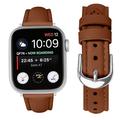 Apple Watch Series 11/10/9/8/SE 3/SE (2022)/7/SE/6/5/4/3/2/1 - Thin Ægte Læder Rem - 42mm/41mm/40mm/38mm - Brun