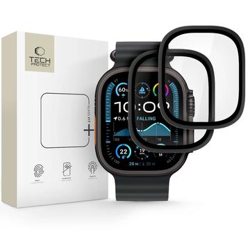 Apple Watch Ultra/Ultra 2/Ultra 3 Tech-Protect Glass Ring Skærmbeskyttelse Hærdet Glas - 9H, 2 stk. - Sort kant