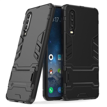 Armor Series Huawei P30 Hybrid Cover med Stand - Sort