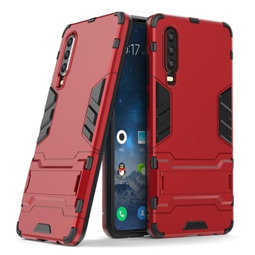 Armor Series Huawei P30 Hybrid Cover med Stand - Rød
