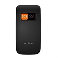 Artfone CF241A Flip Mobiltelefon til Ældre - Dual SIM, SOS - Sort
