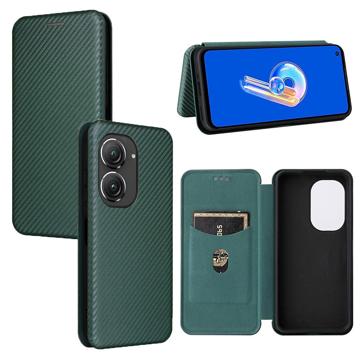 Asus Zenfone 9 Flip Cover - Karbonfiber - Grøn