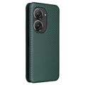Asus Zenfone 9 Flip Cover - Karbonfiber - Grøn