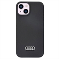 iPhone 14 Audi Metal Logo Silikone Cover - Sort