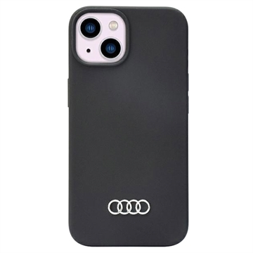 iPhone 14 Audi Metal Logo Silikone Cover - Sort