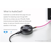 AudioCast M5 WiFi-adapter til højttalere - AirPlay, DLNA, Spotify - Sort