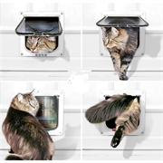 Auto-Lock netdør til kæledyr med 4-vejs låsesystem til katte og små hunde - M - Hvid