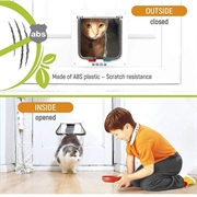 Auto-Lock netdør til kæledyr med 4-vejs låsesystem til katte og små hunde - S - Hvid