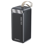 Awei PA-81 50000mAh powerbank - 65W, USB-C/2xUSB-A, LED-display - sort