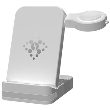 B-27 3-i-1 foldbar trådløs oplader med natlys - 15W - Hvid