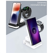 B-27 3-i-1 foldbar trådløs oplader med natlys - 15W - Hvid