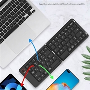 B023 68-tangenters magnetisk foldbart trådløst tastatur med telefonholder - QWERTY - Sort