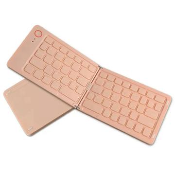 B023 68-tangenters magnetisk foldbart trådløst tastatur med telefonholder - QWERTY - lyserød