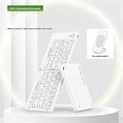 B023 68-tangenters magnetisk foldbart trådløst tastatur med telefonholder - QWERTY - hvid