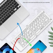 B023 68-tangenters magnetisk foldbart trådløst tastatur med telefonholder - QWERTY - hvid