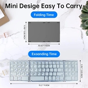 B089 Sammenklappeligt trådløst tastatur med numerisk tastatur - 81 taster - sølvfarvet