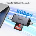 BENFEI 2-i-1 USB-C/USB-A 3.0-kortlæser - SD, TF, microSD - Sort