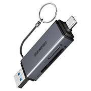 BENFEI 2-i-1 USB-C/USB-A 3.0-kortlæser - SD, TF, microSD - Sort