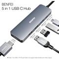 BENFEI 5-i-1 USB-C-adapterhub - 4K HDMI, 100W PD, USB-A - Grå
