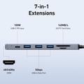 BENFEI 7-i-1 USB-C-adapterhub - 4K HDMI 60Hz, 100W PD, 3x USB-A, SD- og microSD-kortlæser