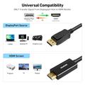BENFEI DisplayPort/HDMI-kabel - 4K 30Hz - 1.8m - sort