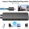 BENFEI HDMI-switch 4-i-1 - 4K 60Hz, 2K 144Hz, HDR, HDCP 2.3 - Sort