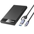 BENFEI SSD-drevhus 2.5" SATA SSD med USB-C, USB-A og UASP SATA III-understøttelse - sort