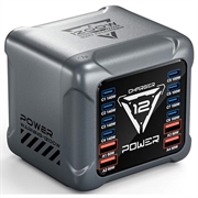 BK-127D 12-ports bordoplader 1200W - sort