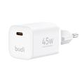 BUDI AC020EW GaN hurtig USB-C oplader 45W - hvid
