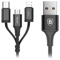 Baseus 3-i-1 USB Kabel - Lightning, Type-C, MicroUSB