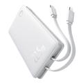Baseus Airpow Lite 10000mAh Powerbank med USB-C- og Lightning-kabler - 22.5W - hvid