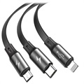 Baseus 3-i-1 Indtrækbar USB-kabel - 1.2m