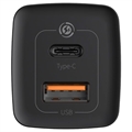 Baseus CCGAN2L-B01 GaN2 Lite Hurtig Oplader - USB-A, USB-C - Sort