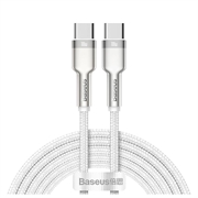 Baseus Cafule Metal Series USB-C/USB-C-kabel med nylonfletning - 100W - 2m - hvid