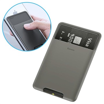 Baseus Card Pocket Universal Stick-On Kortholder - Mørkegrå