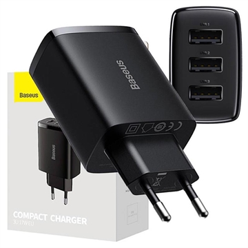 Baseus Compact Quick Charger CCXJ020101, 3x USB, 17W