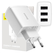 Baseus Compact Quick Charger CCXJ020102, 3x USB, 17W - Hvid