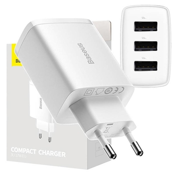 Baseus Compact Quick Charger CCXJ020102, 3x USB, 17W - Hvid